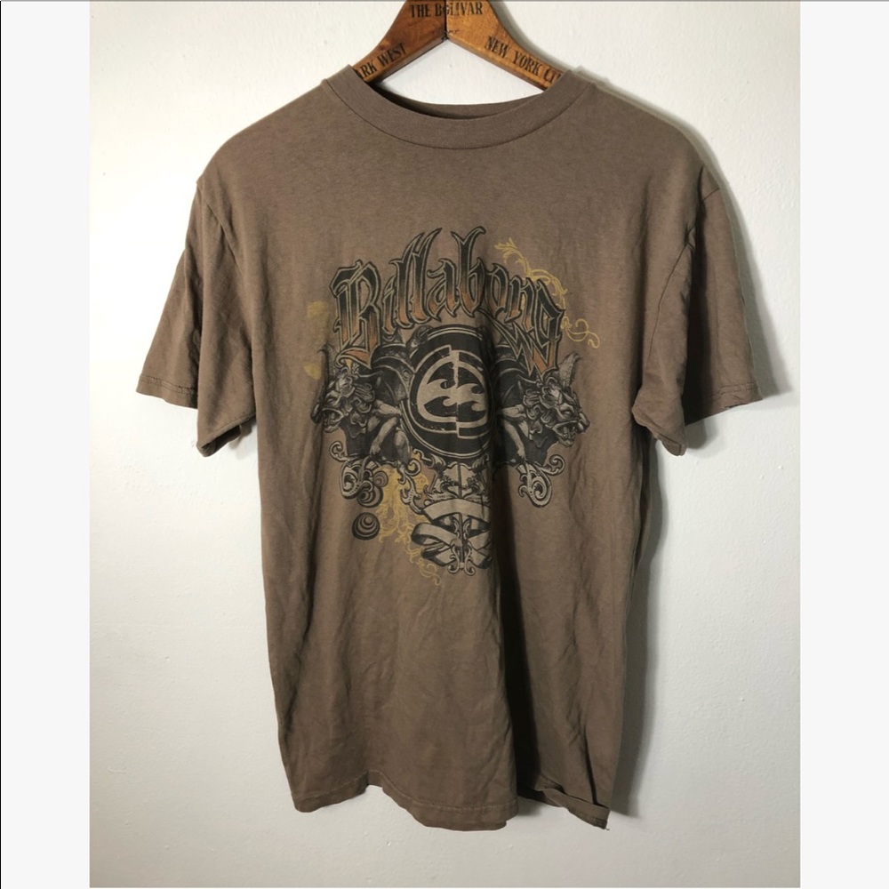 BILLABONG Short Sleeve Brown Graphic T-shirt